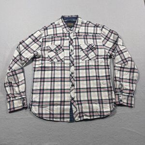 Third and Army Shirt Mens XL Grey Blue Plaid‎ Flannel Button Up Outdoor Gorp